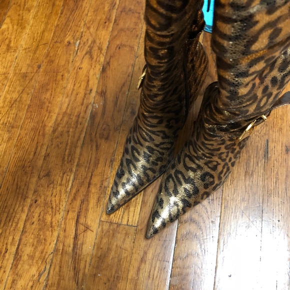 Leopard Genuine leather boots size 5 - Picture 5 of 6